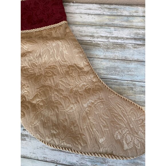 Rodeo Home Luxury Gold & Burgundy Brocade Christmas Stocking 21" Vintage 2000s - Picture 3 of 8